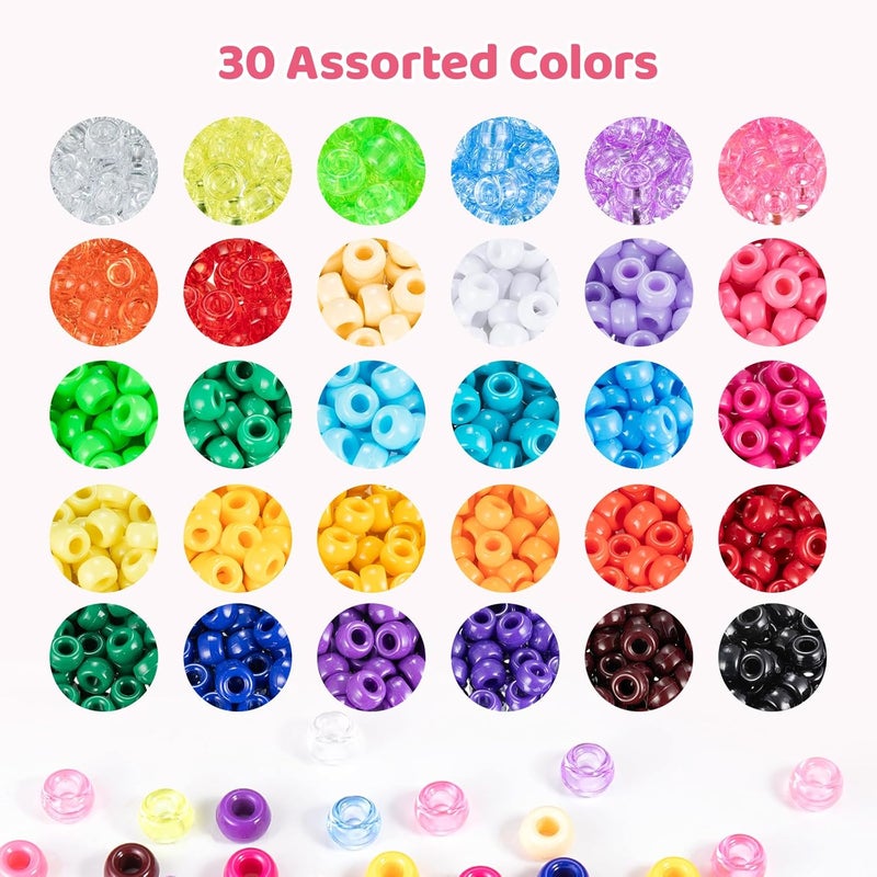 Umikk 5400Pcs Pony Beads, 30 Assorted Colored Beads for Bracelets Making, Kandi Friendship Bracelet, Craft, Jewelry Making, Hair Beading, Christmas Gifts for Girls (Boxed) - Image 4